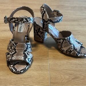 Steve Madden Women's Snakeskin Block Heel Sandals